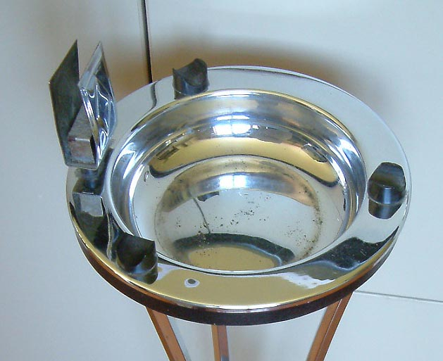vintage art deco chromed metal ashtray ashstand